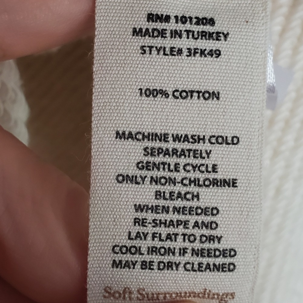 Soft Surroundings Cream Textured Cotton Funnel Neck Tunic Top Medium Petite - Picture 4 of 4